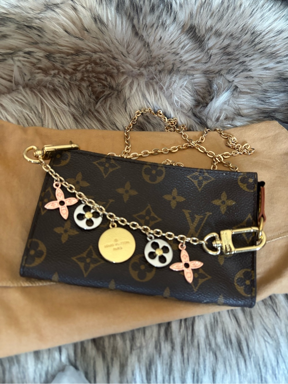 Louis Vuitton Brown Monogram mini pochette with charm - Brown/Gold - Picture 10 of 15